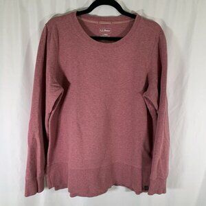 LL Bean Sweater Women's Large Red Crew Neck Long Sleeve Pullover Cotton Blend